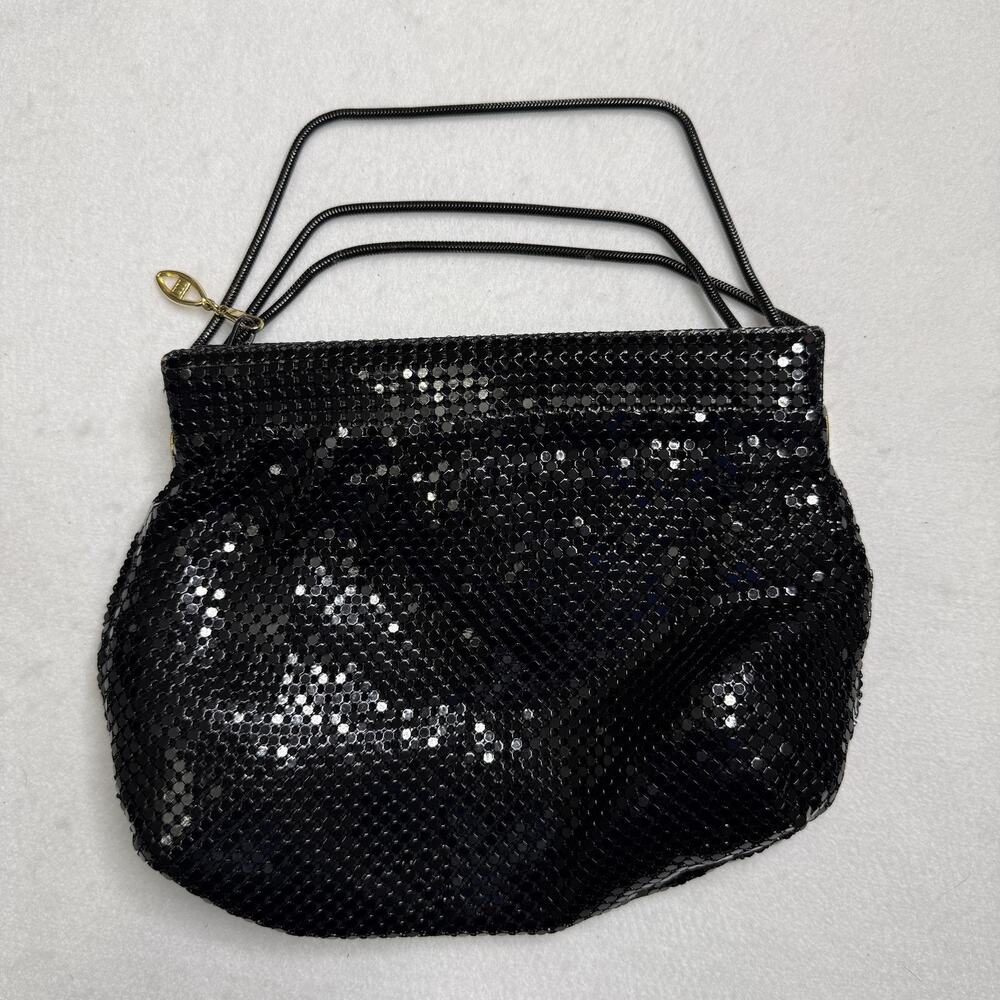 Shoulder Bag Womens Small Black Metal Mesh Sequin Chain Strap Party Evening